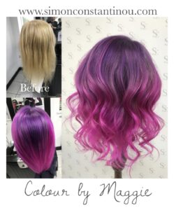 Pink and Purple Balayage on human hair wig