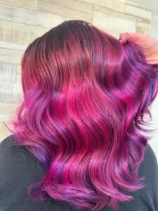 Pink & Purple Hair Colour Correction by Rhys at Simon Constantinou Hairdressers in Cathays, Cardiff