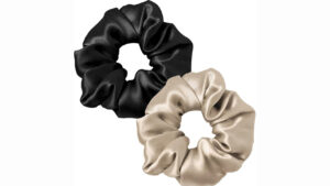 Silk Hair Scrunchies for Frizz Prevention | 2 pack | Black & Coffee