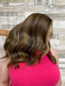 Caramel Brown Balayage Hair Colour on Medium length hair