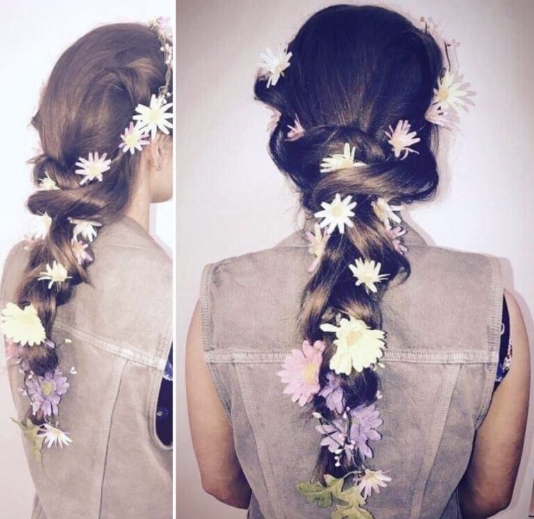 Festival hair - braided floral hair vines by Karen at Simon Constantinou Hairdressers in Cathays Cardiff