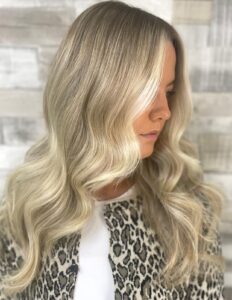 Cool Blonde Balayage Hair Colour on Medium Long Hair