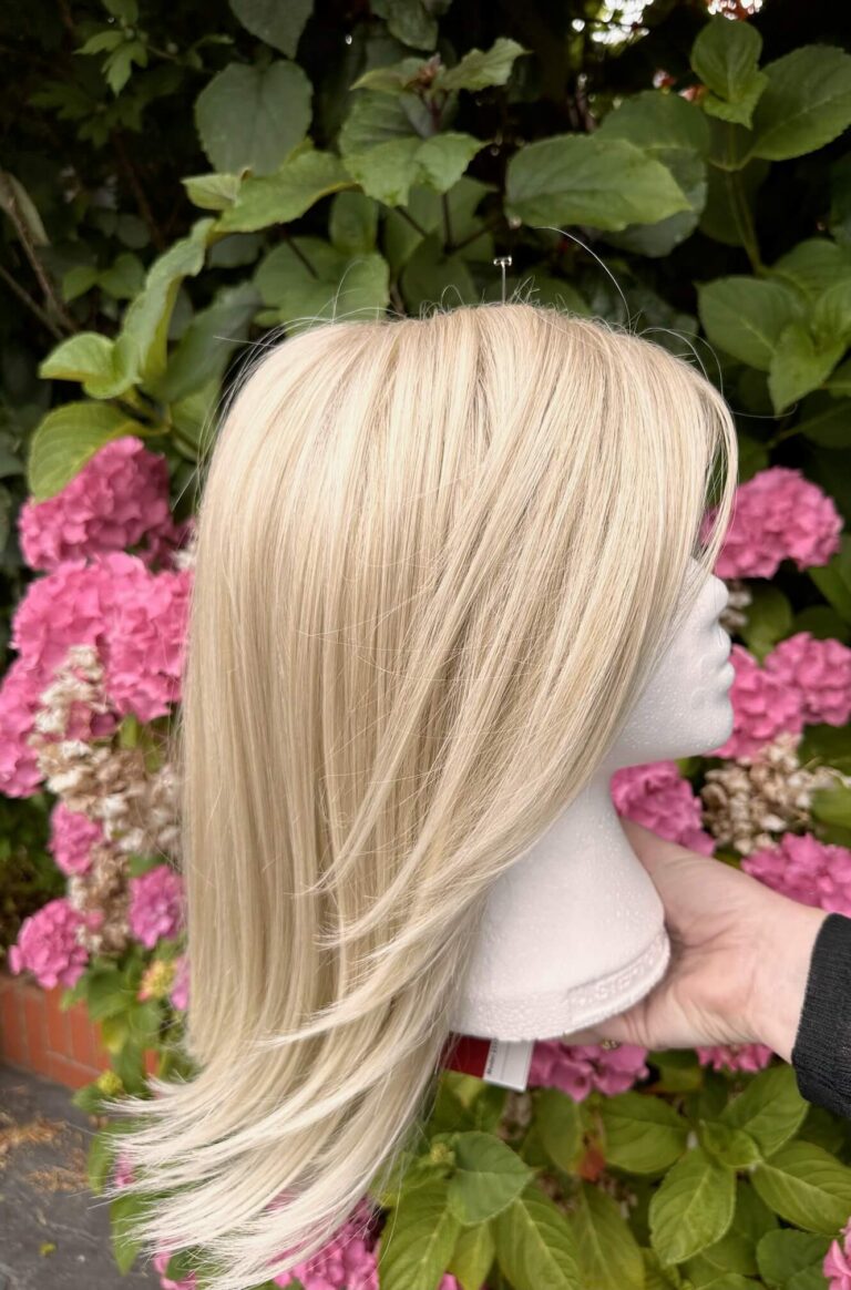 NHS Blonde Synthetic wig at Simon Constantinou Hair salon & wig fitters Cardiff