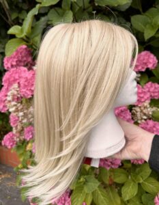 NHS Blonde Synthetic wig at Simon Constantinou Hair salon & wig fitters Cardiff