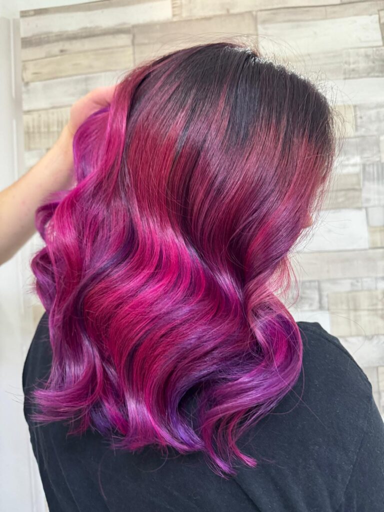 Pink & Purple Hair Colour Correction by Rhys at Simon Constantinou Hairdressers in Cathays, Cardiff