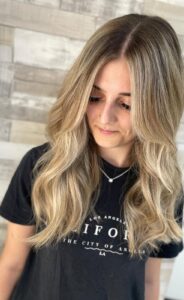 Blonde Balayage Hair Colour on long hair by Steph at Simon Constantinou Cathays Cardiff