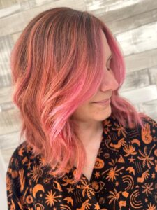 Pink Sunset Balayage by Steph at Simon Constantinou Hair Salon in Cathays Cardiff